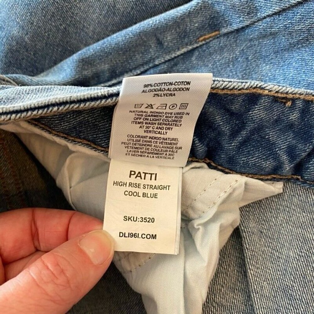 DL1961 Womens Patti Crop Straight Leg Jeans Blue Button Fly Stretch Denim 30 New - Picture 7 of 10